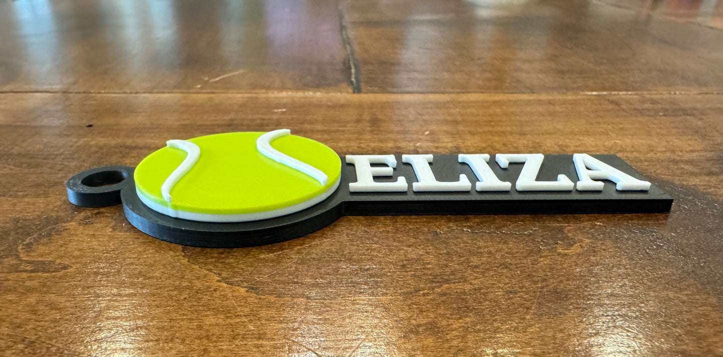 3-D depth of the personalized tennis bag tag