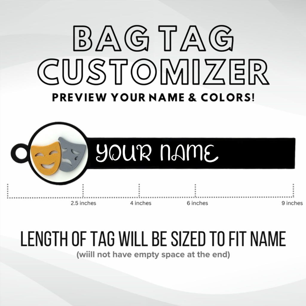 custom theatre bag tag customizer theater placeholder