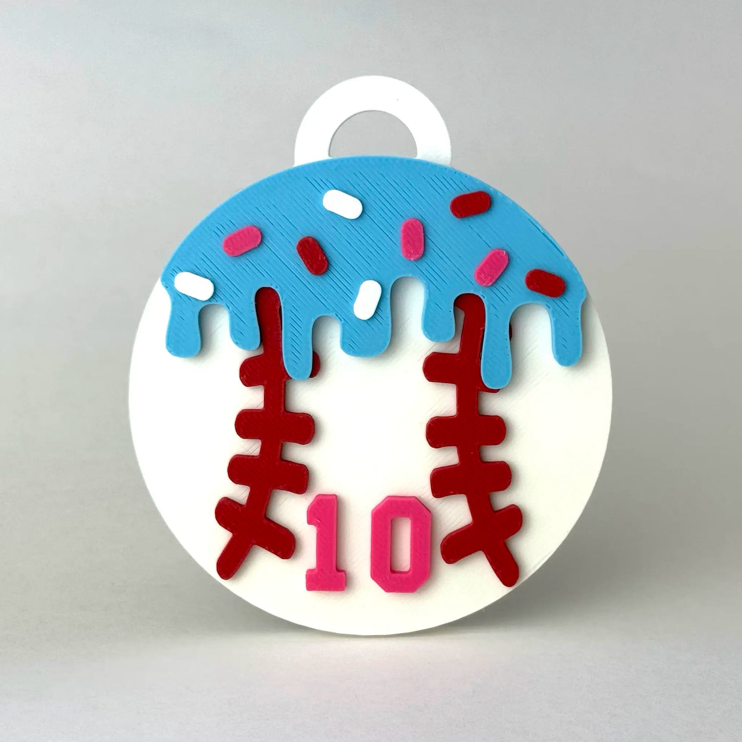 ice cream baseball drip bag tag blue