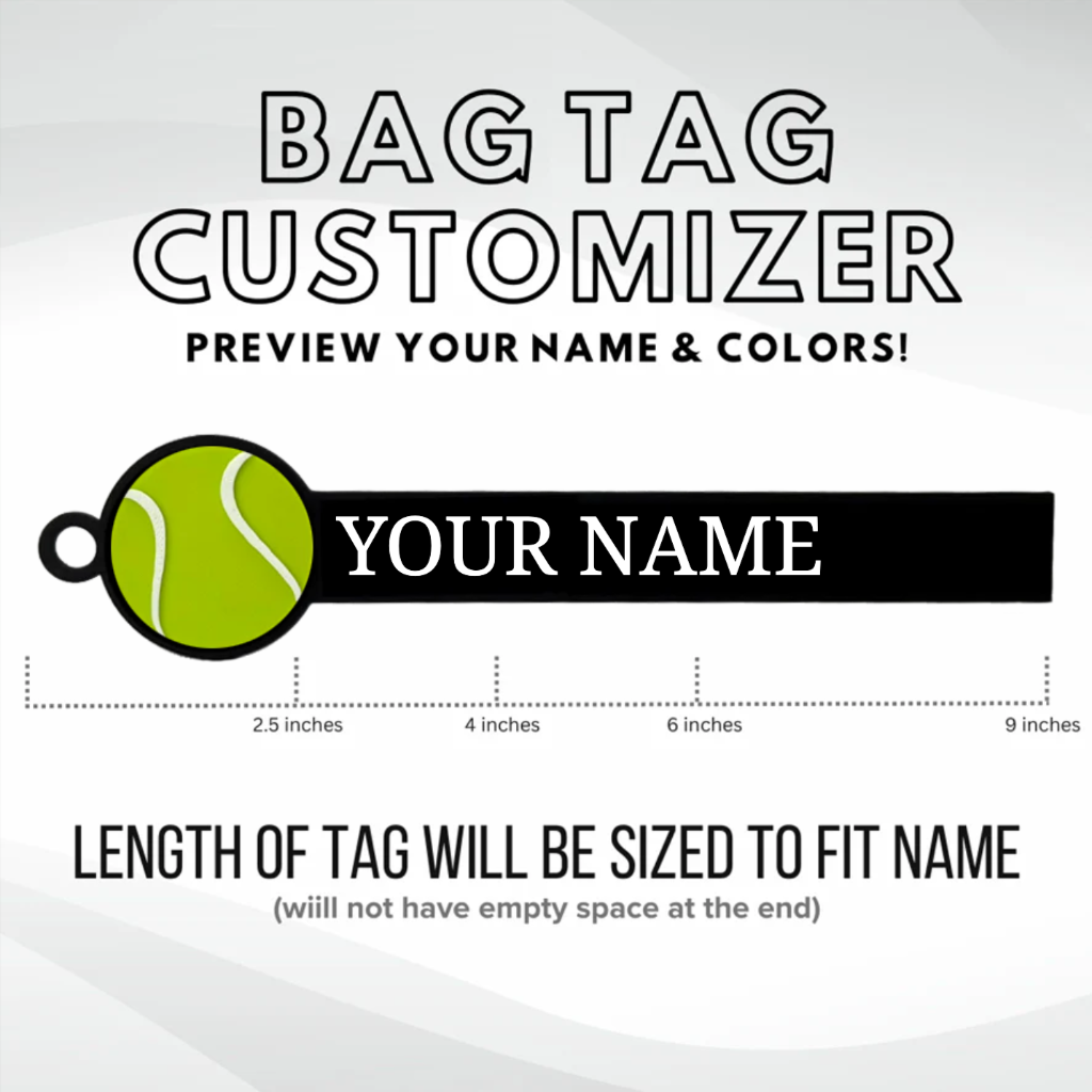 personalized tennis bag tag customizer placeholder