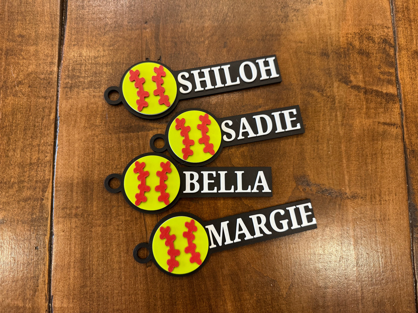 Examples of personalized softball bag tags