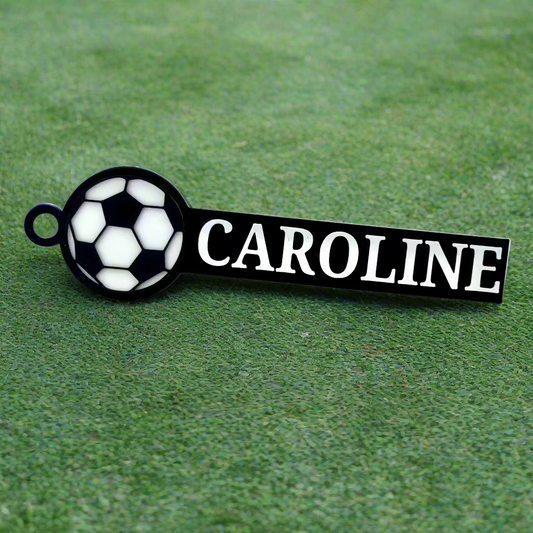 Custom soccer bag tag with personalized name Caroline