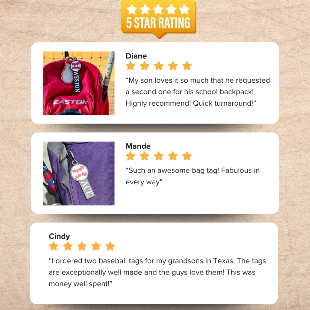Customer Reviews of Custom Baseball Bag Tag