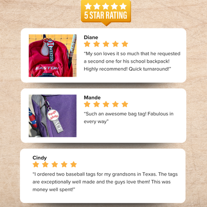 Customer Reviews of Custom Baseball Bag Tag
