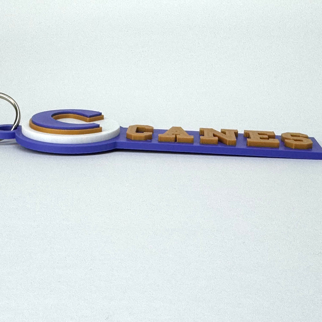 Side view of Cartersville Canes Large keychain or Bag Tag