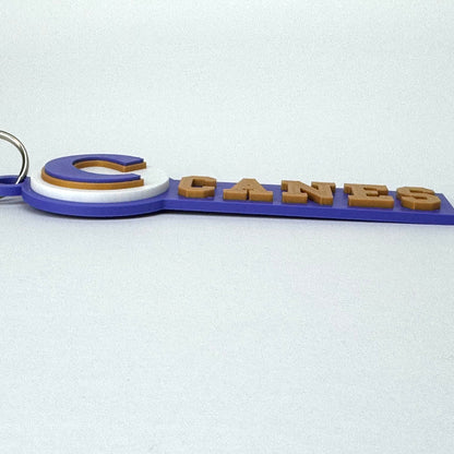 Side view of Cartersville Canes Large keychain or Bag Tag