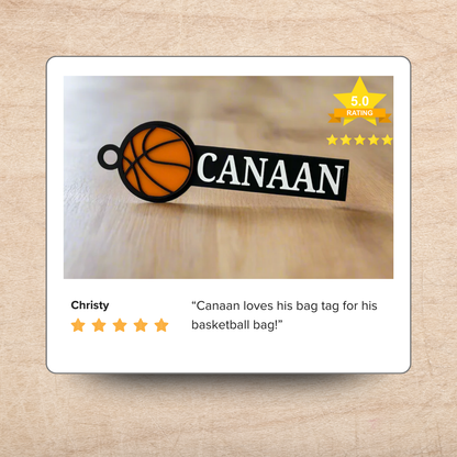 5 star review of custom basketball bag tag