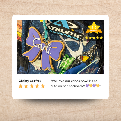 custom bow bag tag 5 star rating