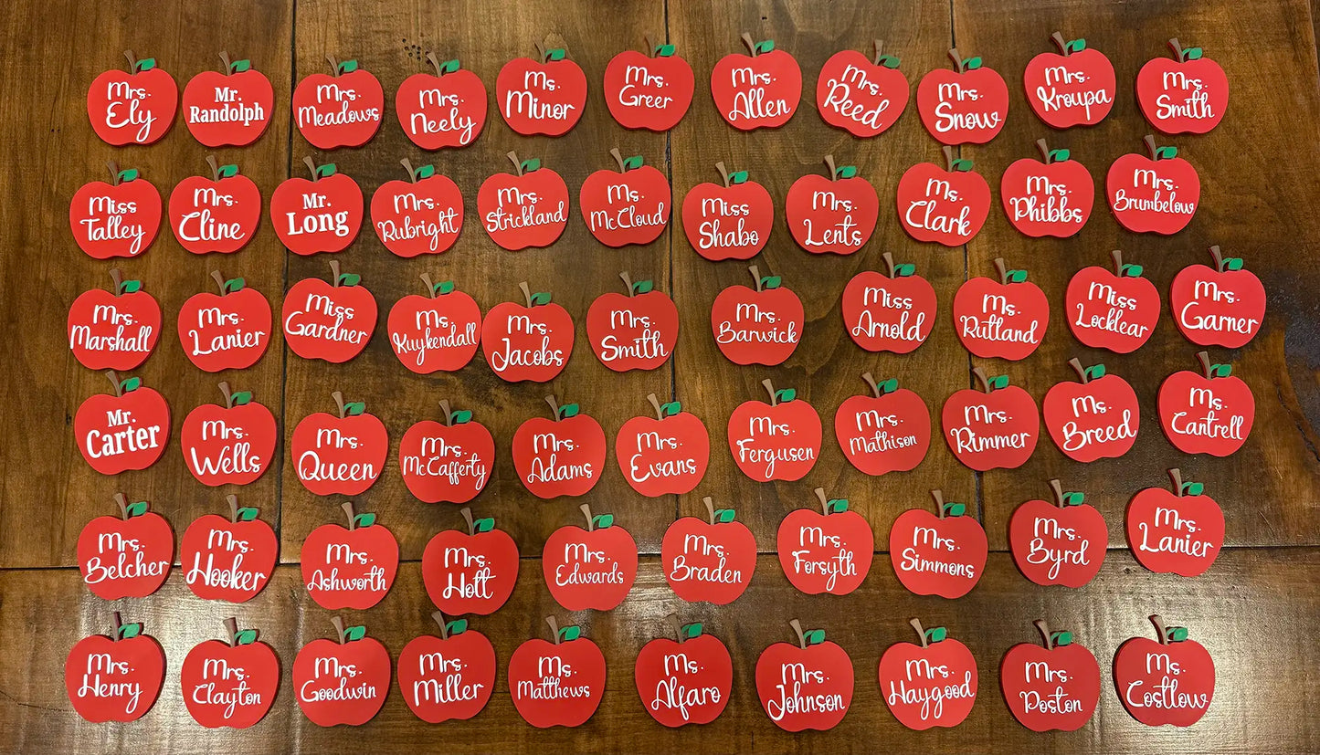 Personalized Teacher Apple Bag Tag