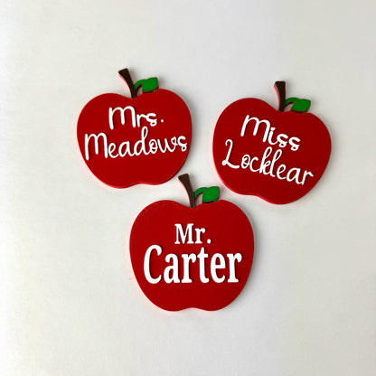 Personalized Teacher Apple Bag Tag