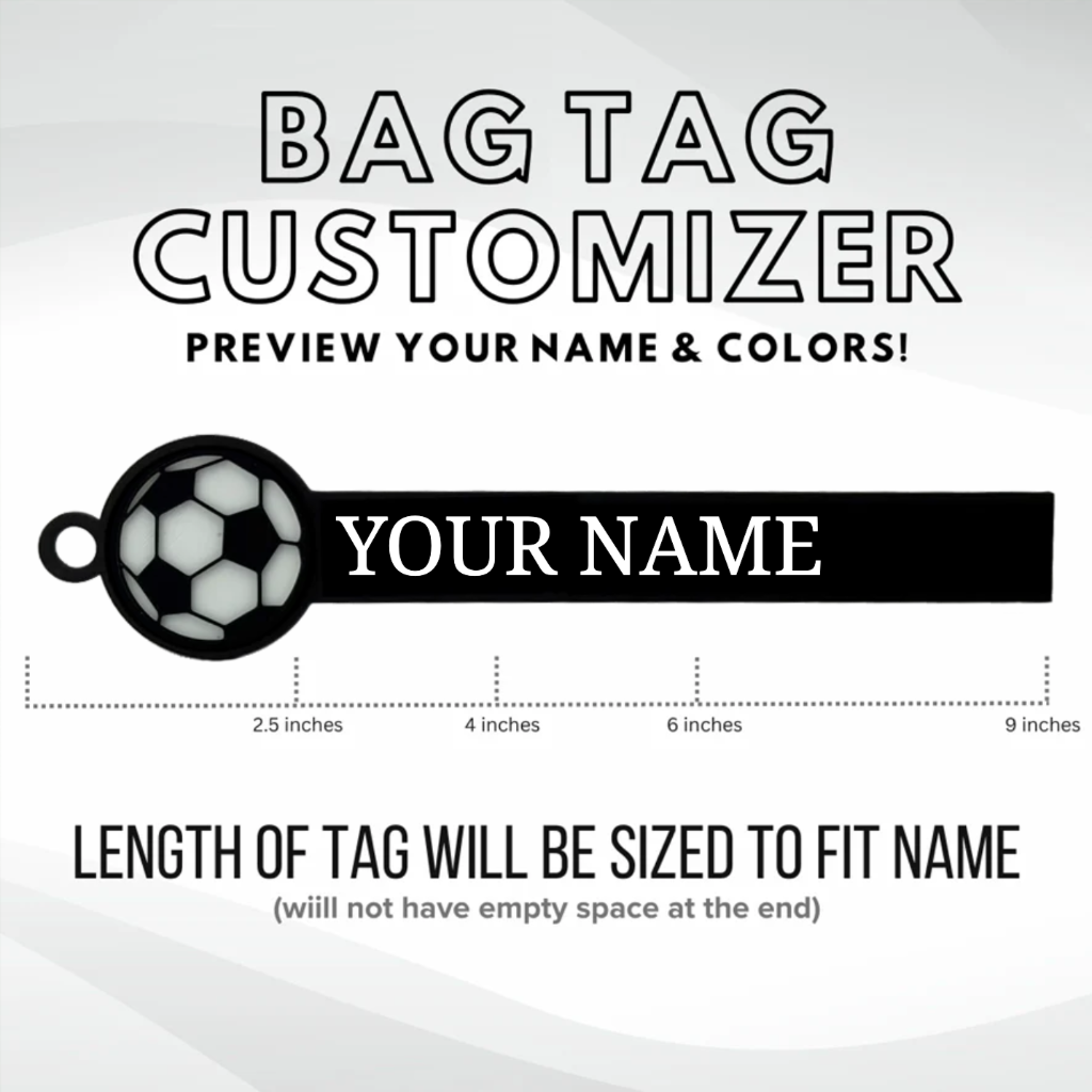personalized soccer bag tag customizer placeholder